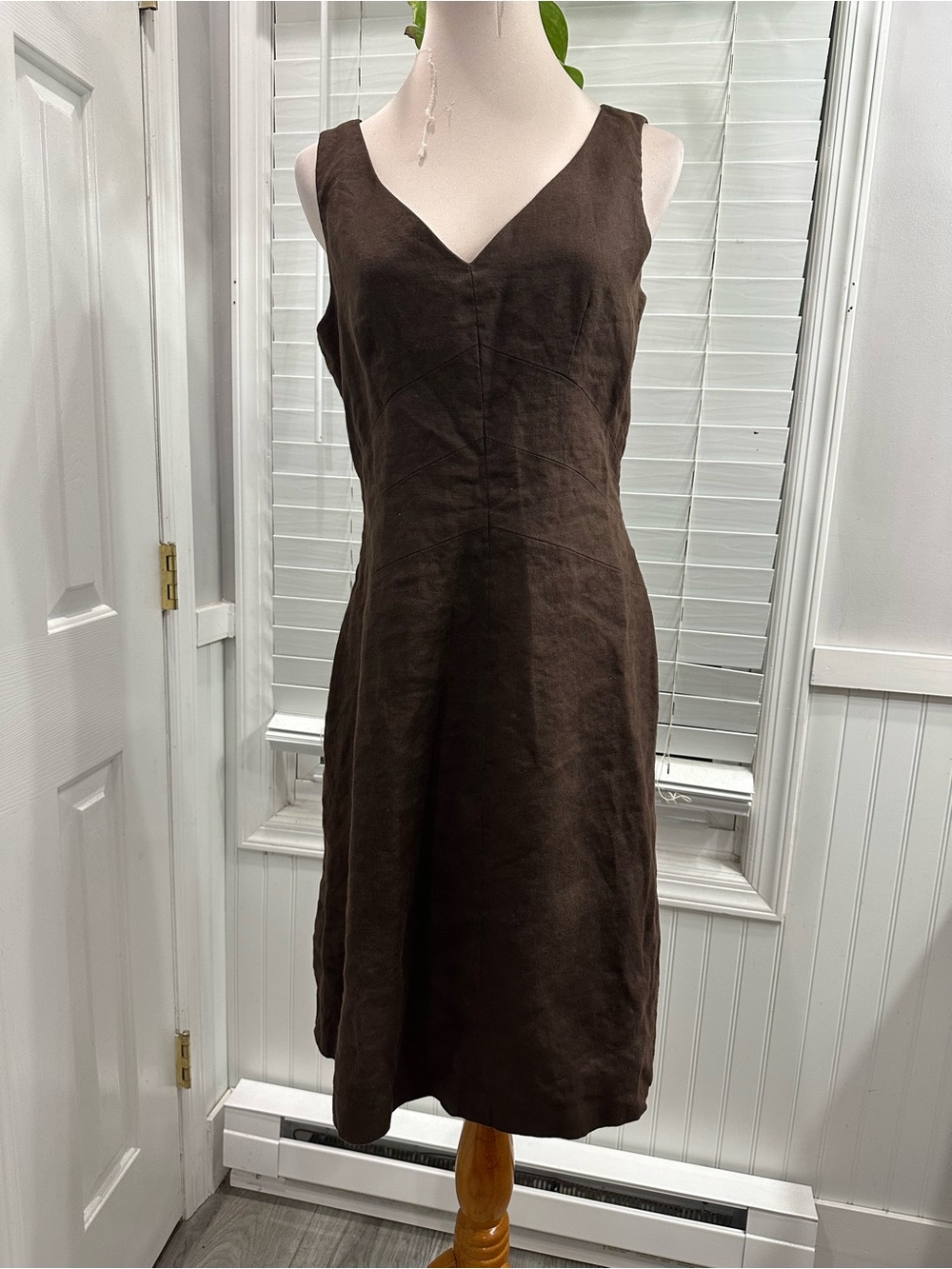 Talbots Brown V-Neck Midi Dress